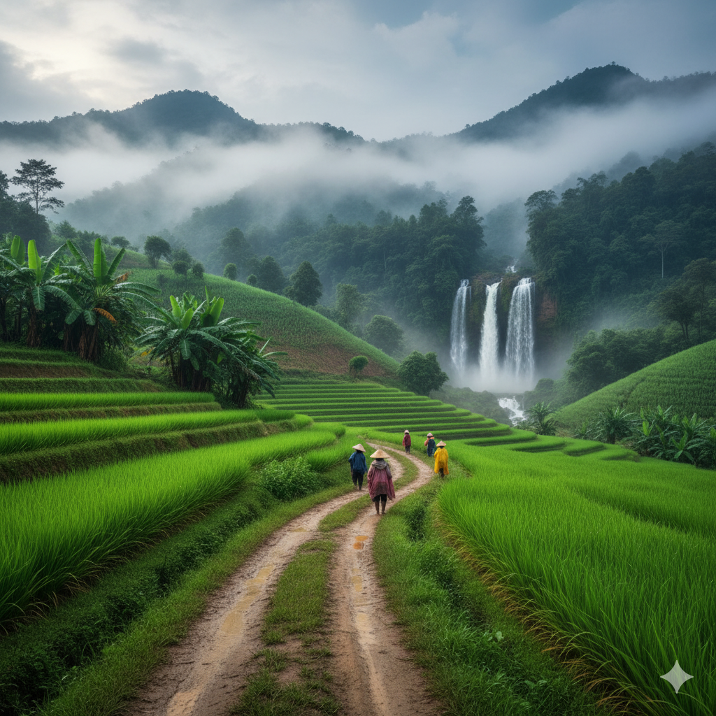 best-time-to-visit-laos-wet-season - Laos Visa and Travel Tours Rice fields after monsoon rains best time to visit Laos