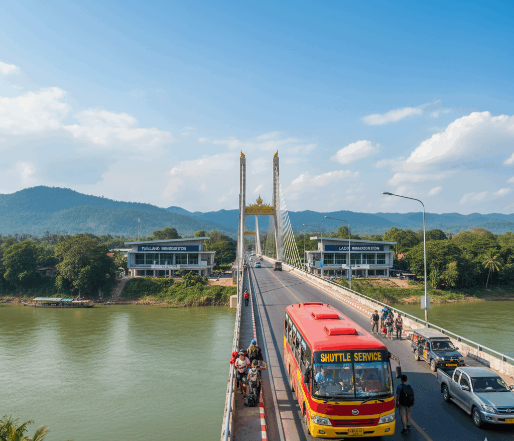 Bus from Chiang Rai to Laos passing through the Chiang Khong border