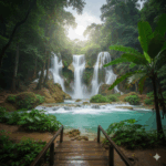 Kuang Si Waterfall in rainy season best time to visit Laos